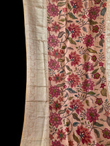 Peach Floral Theme Silk Kalamakari Saree