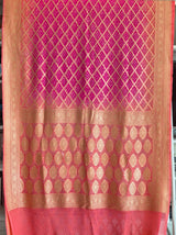 Peach Pink Pure Banarasi Georgette Bandhani Saree