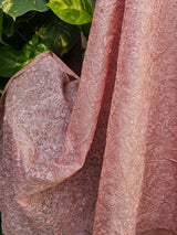 Peach Pink Three Piece Chanderi Mulmul Semi Stitched Suit Set With Heavy Machine Embroidfered Dupatta