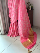 Peach Colour Pure Gajji Silk Bandhani Saree