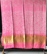 Peach Colour Pure Gajji Silk Bandhani Saree