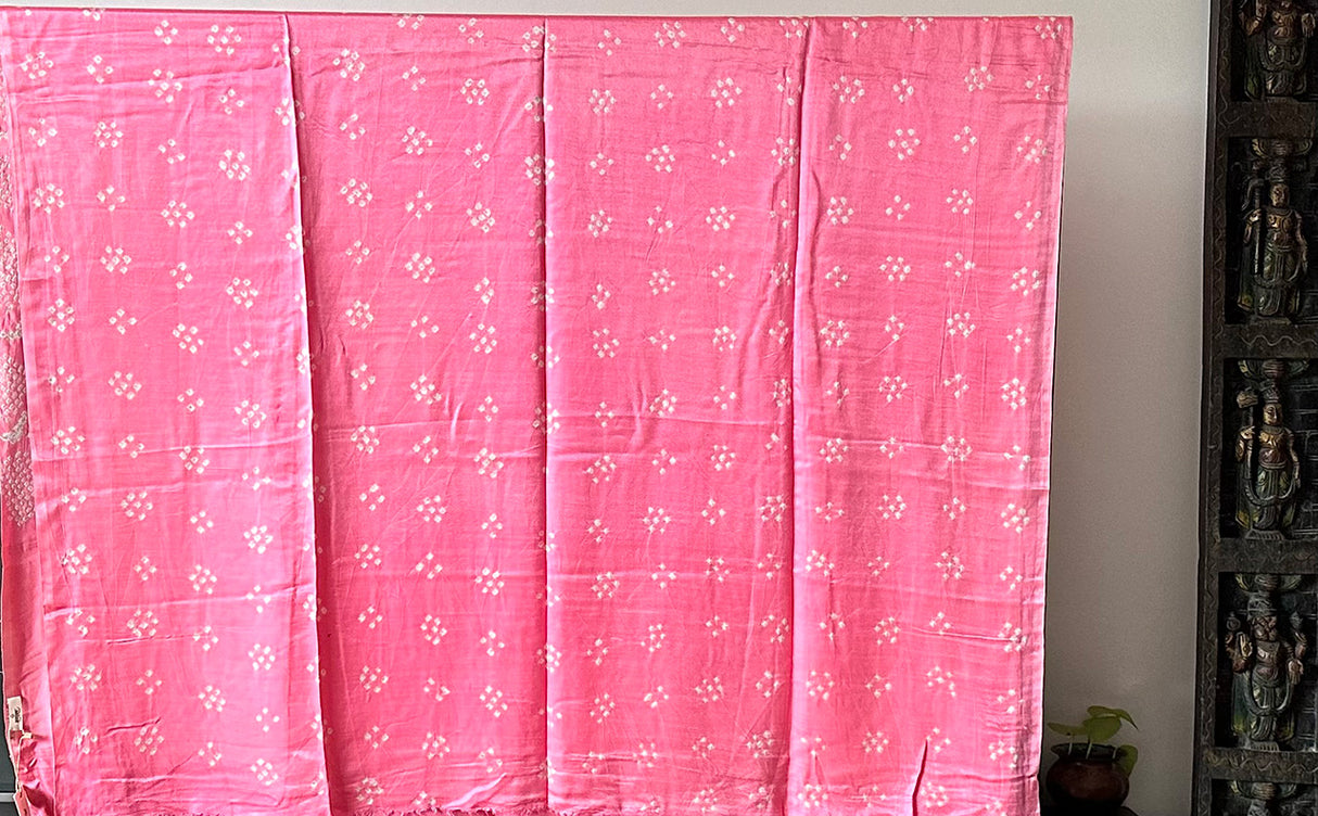 Peach Colour Pure Gajji Silk Bandhani Saree