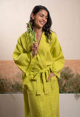 pear-color-unisex-cotton-waffle-bathrobe-pattern-view