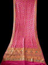 Pink Pure Banarsi Gerogette Meenakari Bandhani Saree