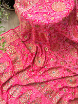 Pink Exclusive Handloom Pure Banarasi Georgette Bandhani Saree