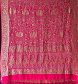 Pink Exclusive Handloom Pure Banarasi Georgette Bandhani Saree