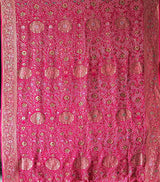 Pink Exclusive Handloom Pure Banarasi Georgette Bandhani Saree