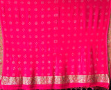 Pink Exclusive Handloom Pure Banarasi Georgette Bandhani Saree