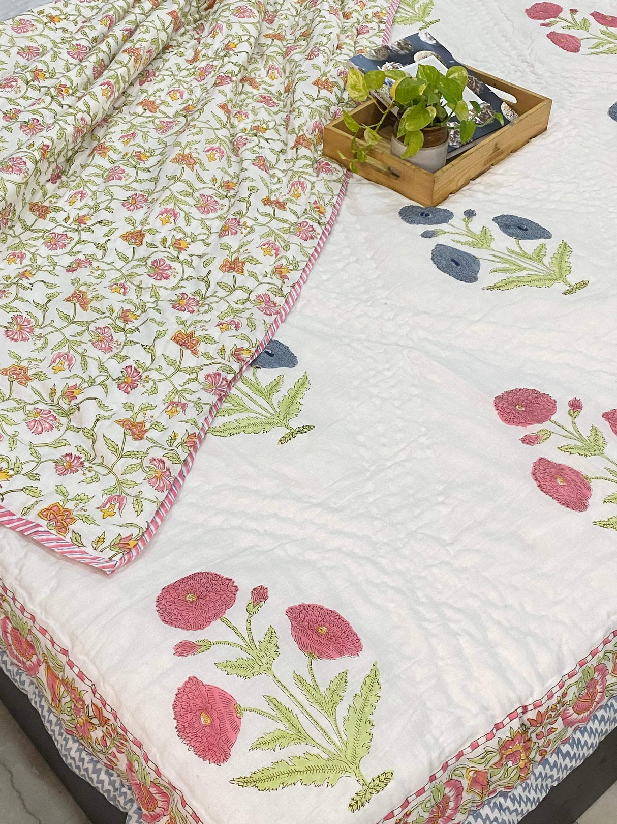 pink-blue-flower-king-cotton-quilt-front-view