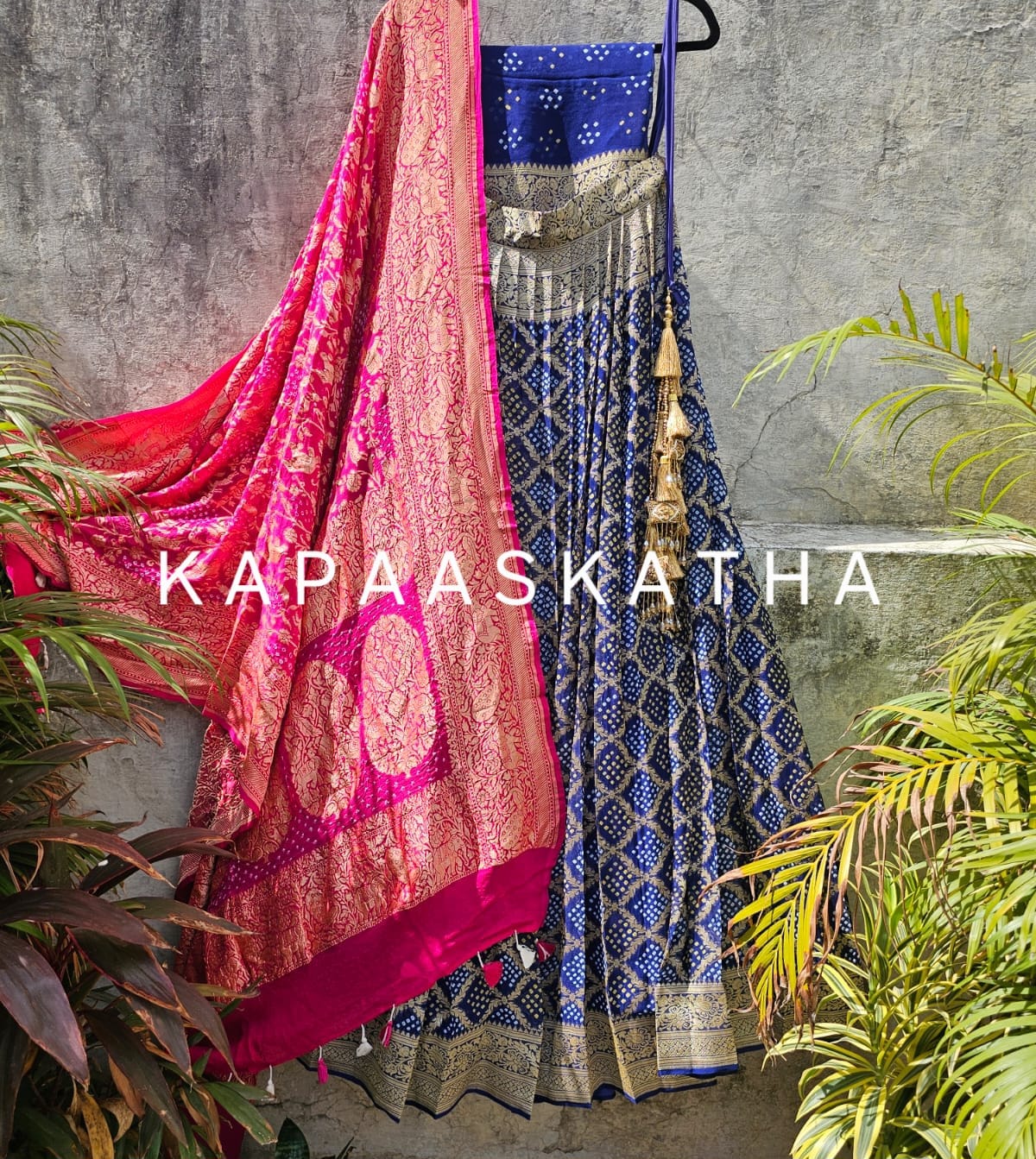 pink-blue-pure-banarsi-georgette-bandhani-lehenga