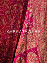 pink-blue-pure-banarsi-georgette-bandhani-lehenga