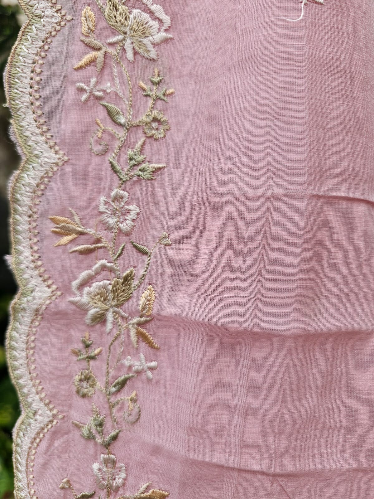 Dreamy Light Pink 3-pc Chanderi Mulmul Semi Stitched Suit Set