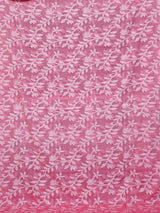 Carrot Pink Floral Cotton Saree made on Jacquard Loom