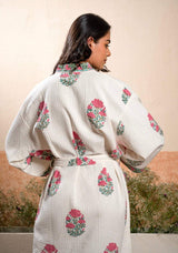 pink-floral-cotton-waffle-bathrobe-back-view