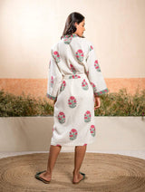 pink-floral-cotton-waffle-bathrobe-detailed-view