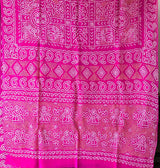 Mandala Theme Pink Pure Banarsee georgette Rai bandhani saree