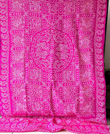 Mandala Theme Pink Pure Banarsee georgette Rai bandhani saree