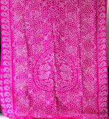 Mandala Theme Pink Pure Banarsee georgette Rai bandhani saree