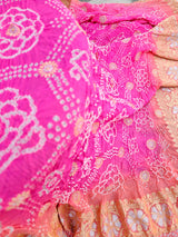 Peach Pink Pure Banarsi Georgette Bandhani Dupatta