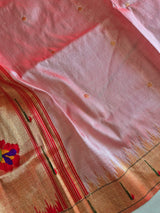 Handloom Pure Silk Pathani Dupatta with Swan Theme In Pink colour