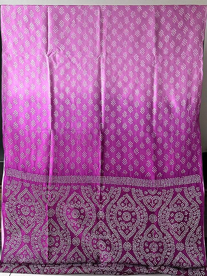 Mulberry Silk Bandhani Saree in Shades of Pink and Wine