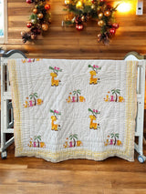 soft breathable mulmul baby dohar with cute jungle characters like elephant giraffe and lion perfect for bulk gifting in UK and UAE
