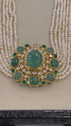 The Maharani Pearl Polki Set - Handcrafted 92.5 Silver and Earrings Set