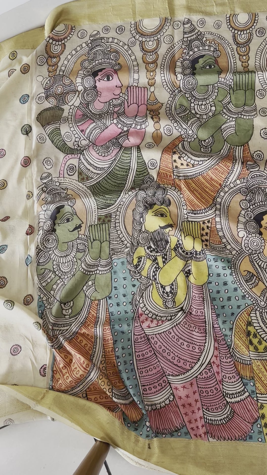 Lord Vishnu Theme Pure Mulberry Silk Kalamkari Saree