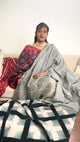 Habotai Silk Clamp Dye Bandhani Saree in Shades of Grey