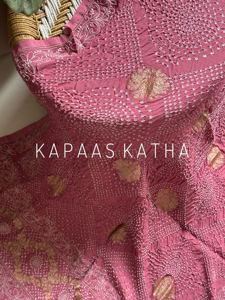 Banarasi Georgette Bandhani Dupatta with Chikankari Embroidery | Kapaas Katha