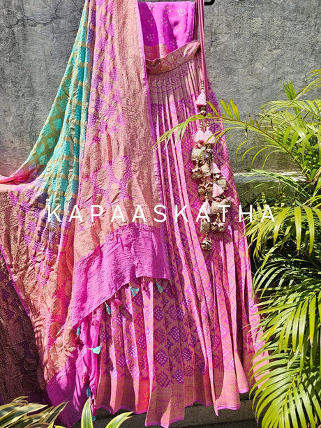 pure-banarsi-georgette-bandhani-lehenga-with-dual-shade-dupatta