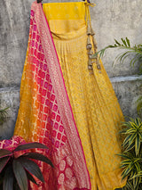 pure-banarsi-georgette-bandhani-lehenga-with-dual-shade-dupatta 