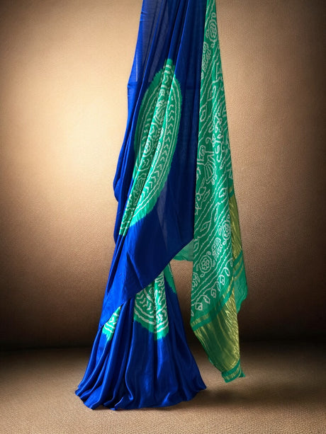 pure-gajji-silk-blue-turquoise-rasmandal-circle-bandhani-saree