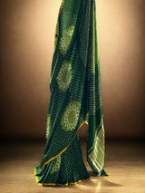 Pure Gajji Silk Circular Theme Bandhani Saree