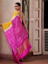 pure-gajji-silk-mustard-yellow-pink-rasmandal-circle-bandhani-saree