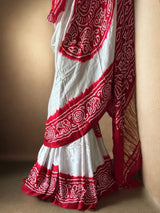 pure-gajji-silk-offwhite-red-rasmandal-circle-bandhani-saree