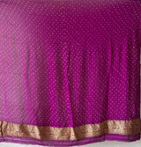 Purple Pure Georgette Bandhani Blouse Fabric with Zari Border