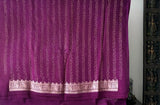 Purple Wine Colour Pure Banarsi Gerogette Bandhani Saree