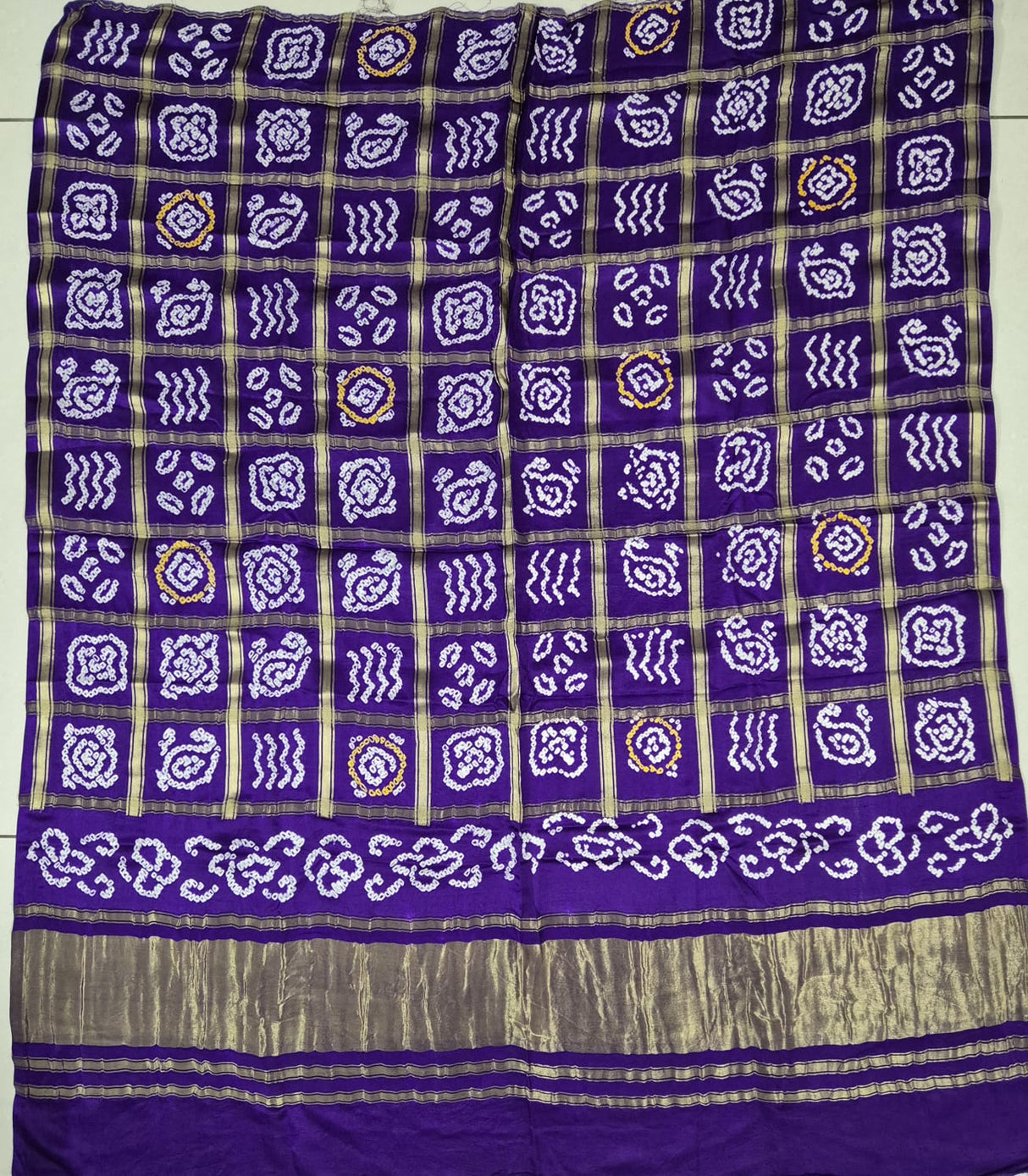 Purple Pure Gajji Bandhani Blouse Fabric