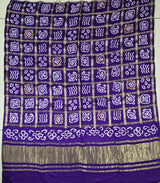 Purple Pure Gajji Bandhani Blouse Fabric