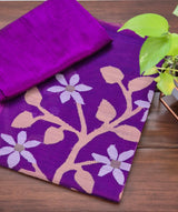 Purple Handloom Muslin Silk Saree with Jamdani weaving