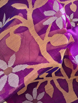 Purple Handloom Muslin Silk Saree with Jamdani weaving