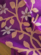 Purple Handloom Muslin Silk Saree with Jamdani weaving