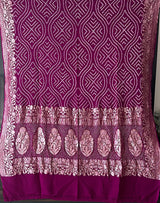 Exclusive Violet Pure Banarasi Georgette Meenakari Bandhani Dupatta