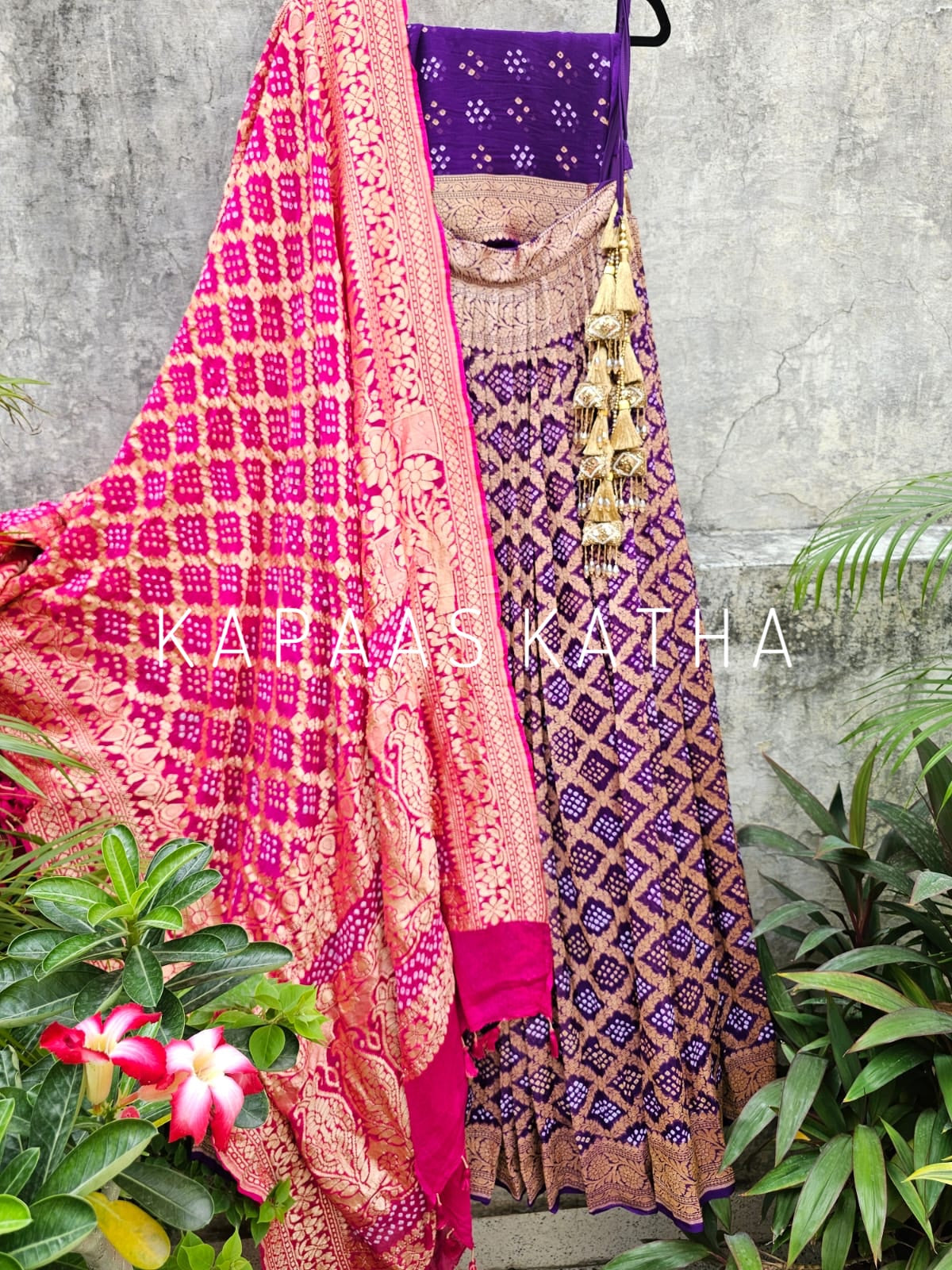 purple-pure-banarsi-georgette-bandhani-lehenga-with-dupatta