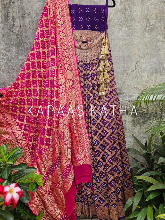 purple-pure-banarsi-georgette-bandhani-lehenga-with-dupatta