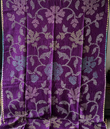 Purple Floral Pure Munga Silk Bandhani Saree