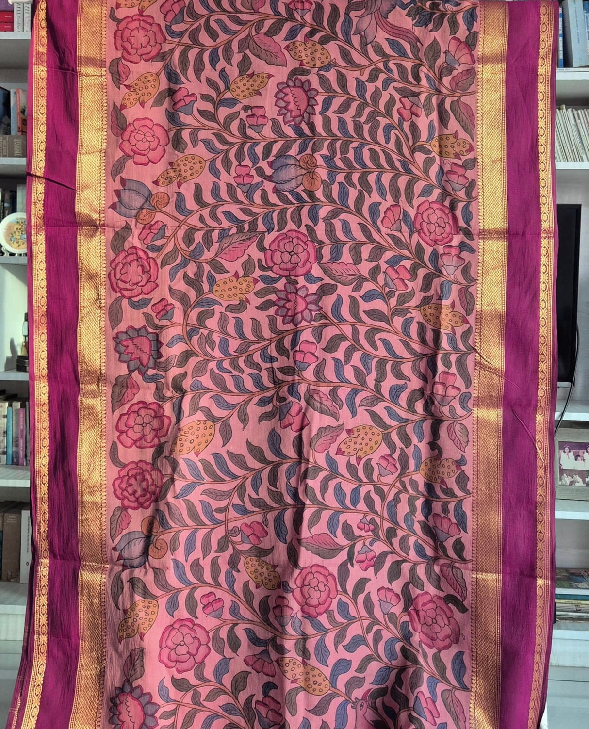 Pushpakatha Cotton Kalamkari Saree