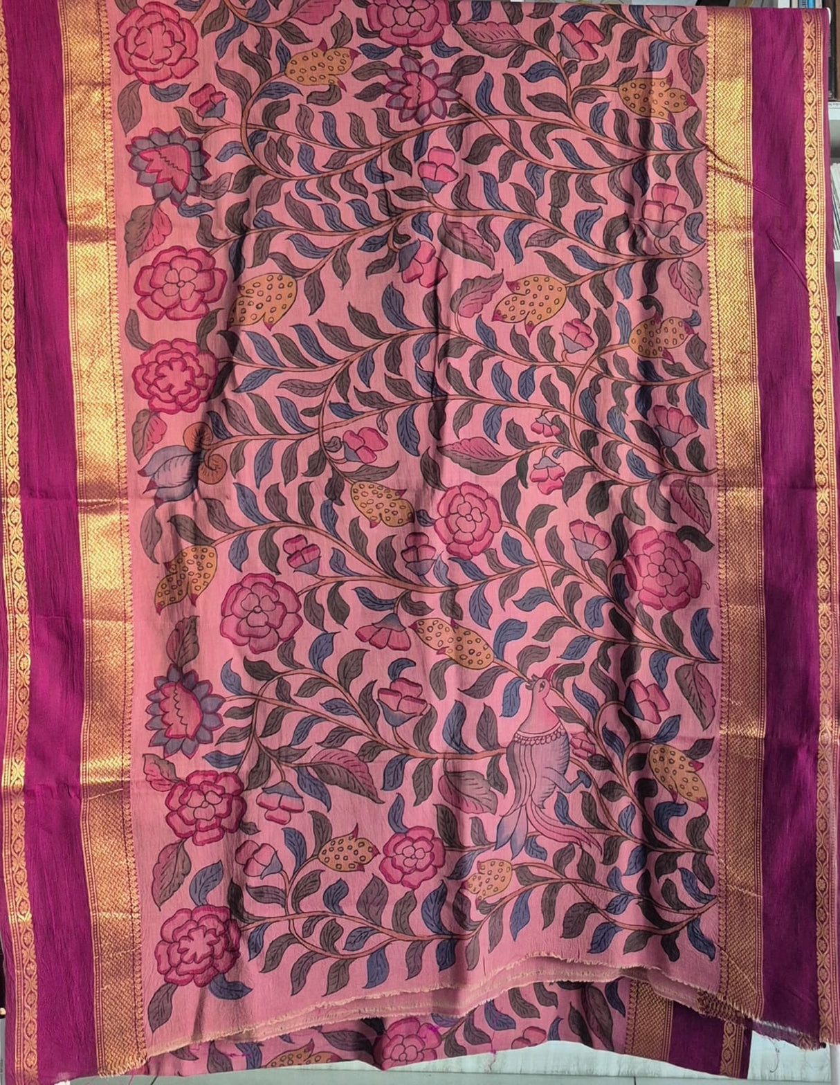 Pushpakatha Cotton Kalamkari Saree
