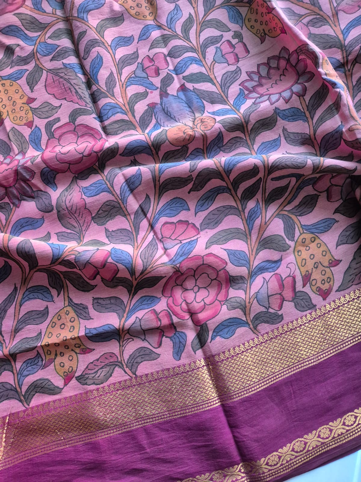 Pushpakatha Cotton Kalamkari Saree